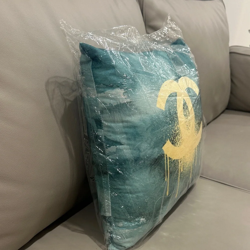 CC Chic Gold and Blue Accent Pillow